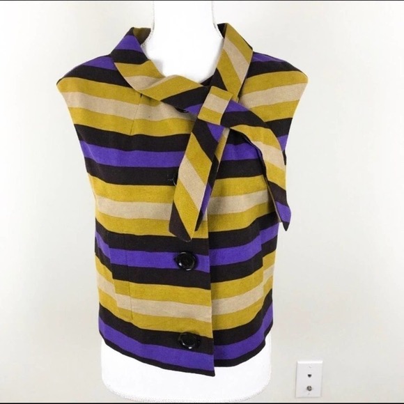 Michael Michael Kors Striped Linen Collar Vest size 4 - Picture 5 of 13